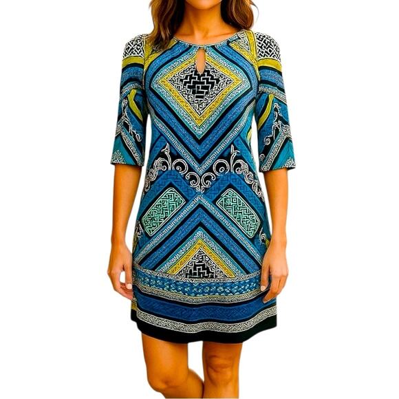 Laundry by Shelli Segal Shift Dress Psychedelic Retro Print Size Small - Picture 1 of 16